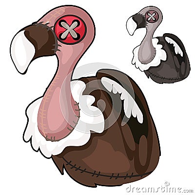 Handmade soft toy vulture. Vector bird Vector Illustration