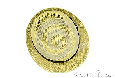 Handmade Straw Hat on white background.with clipping path Stock Photo