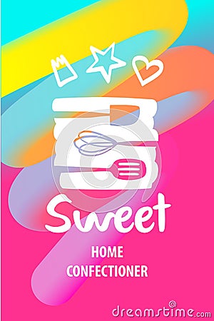 Handmade sweet. Home confectioner. Silhouette stylized kitchenwa Stock Photo