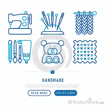 Handmade thin line icons set Vector Illustration