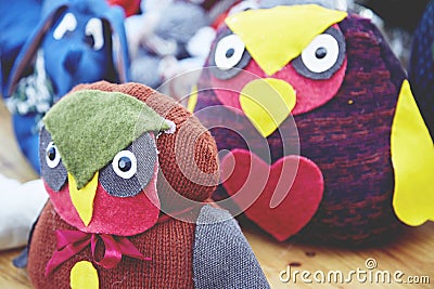 Handmade toys of the Christmas market Stock Photo