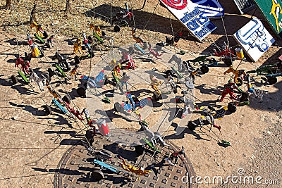 Handmade toys at a local African craft market at the National Arts Festival in Grahamstown Editorial Stock Photo