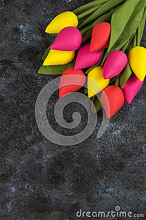 Handmade tulips on darken Stock Photo