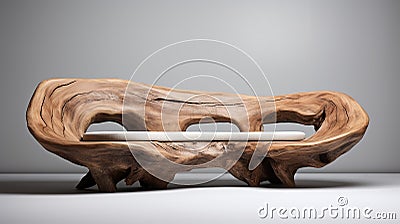 handmade unique rustic sofa made from solid wood on grey background Stock Photo