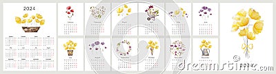 Handmade Watercolor Flower Illustrations Stock Photo