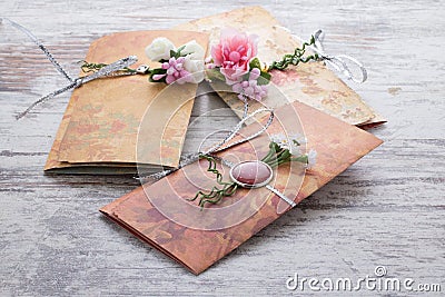 Handmade wedding invitations made of paper Stock Photo