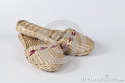 Handmade Wicker slipper Stock Photo