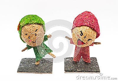 Handmade Wood Fiber Dolls Stock Photo