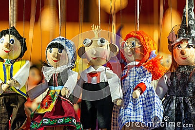 Handmade Wood Puppets, Prague, Czech Republic Stock Photo