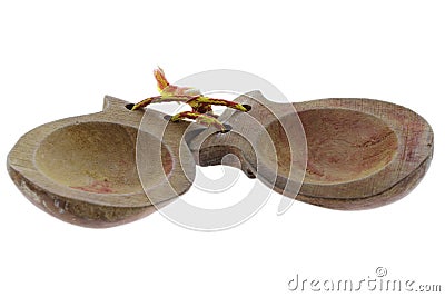 Handmade wooden castanets Stock Photo