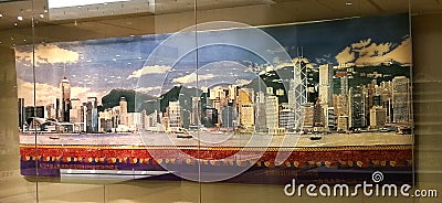 Handover Gifts Museum of Macao Antique Precious Hong Kong Cityscape Colorful Wool Tapestry China Heritage Folk Art Treasure Editorial Stock Photo