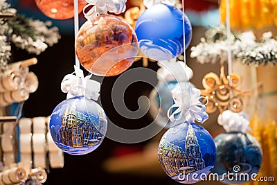 Handpainted Christmas balls Stock Photo