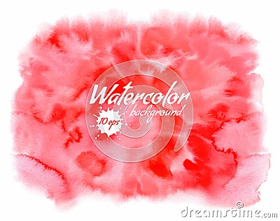 Handpainted red watercolor background with space for text Vector Illustration