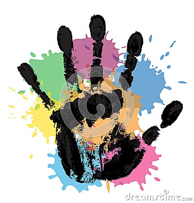 Handprint and blots Stock Photo