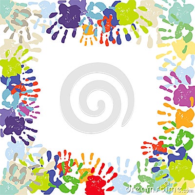 Handprint border Vector Illustration