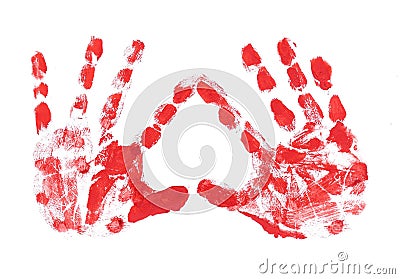 HandPrint of the child in the form of heart Stock Photo
