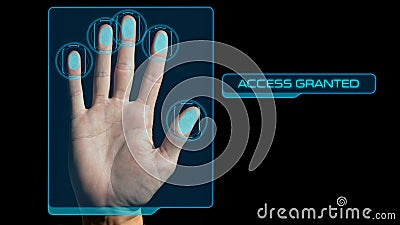 Handprint Computer Security Scan Access Granted Stock Photo