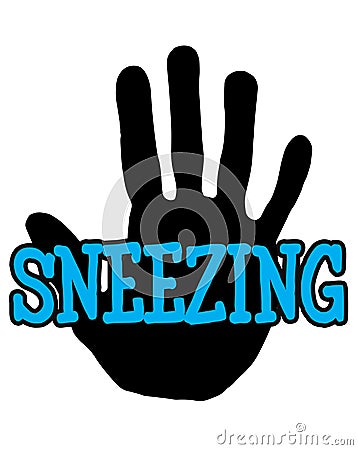 Handprint sneezing Stock Photo