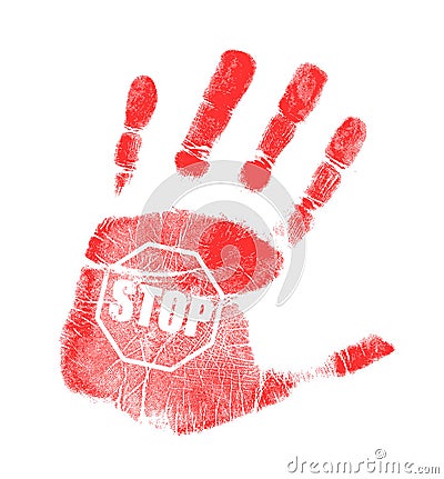 Handprint stop sign illustration design Cartoon Illustration