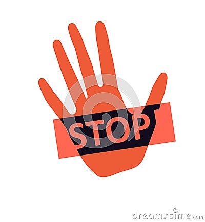 Handprint stop sign illustration design over a white background Vector Illustration