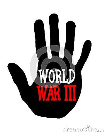 Handprint world war III Stock Photo