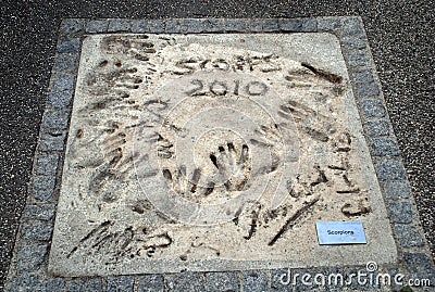 Handprints of Scorpions band members Editorial Stock Photo