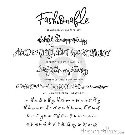 Handrawn vector alphabet. Letter for script font. Vector Illustration