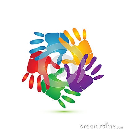 Hands around logo apps Vector Illustration