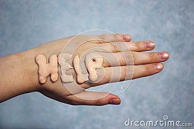 Hands ask for help in moisturizing Stock Photo