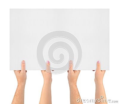 Hands and banner Stock Photo