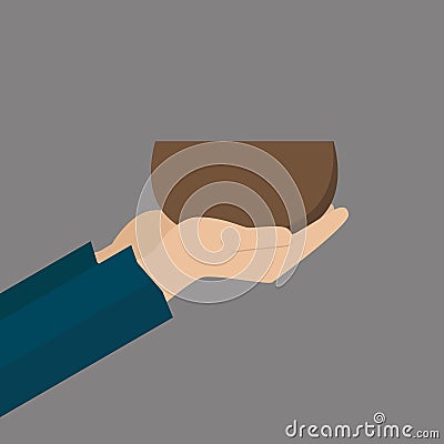 Hands of beggar with bowl Vector Illustration