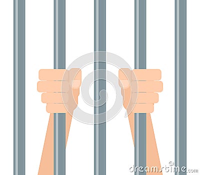 Hands behind bars Vector Illustration