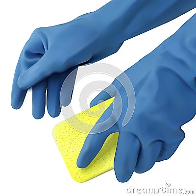 Blue gloves with sponge Vector Illustration