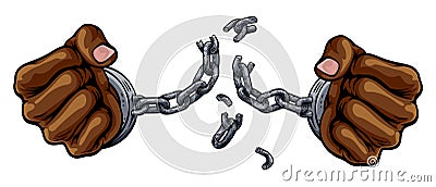 Hands Breaking Chain Shackles Cuffs Freedom Design Vector Illustration