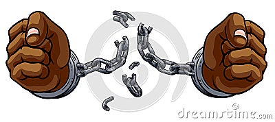 Hands Breaking Chain Shackles Cuffs Freedom Design Vector Illustration