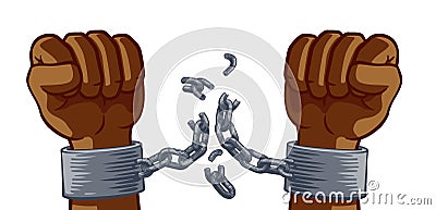 Hands Breaking Chain Shackles Cuffs Freedom Design Vector Illustration