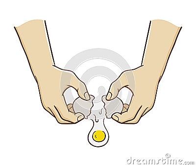 Hands Breaking an Egg Vector Illustration
