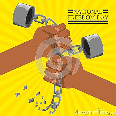 Hands broken of chain to celebrate freedom day Vector Illustration