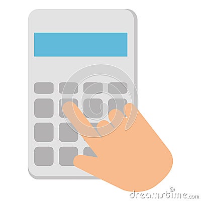 Hands with calculator math isolated icon Vector Illustration