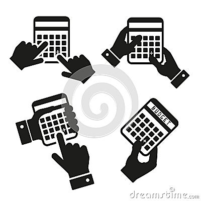 Hands with calculators vector icons Vector Illustration