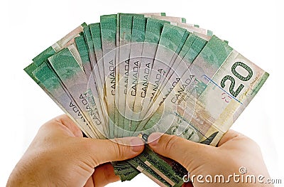 Hands with canadian dollars Editorial Stock Photo