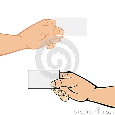 Hands with card on white background Vector Illustration