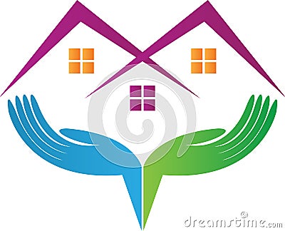 Hands caring home Vector Illustration