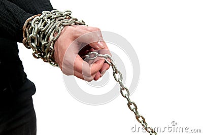Hands in chains Stock Photo
