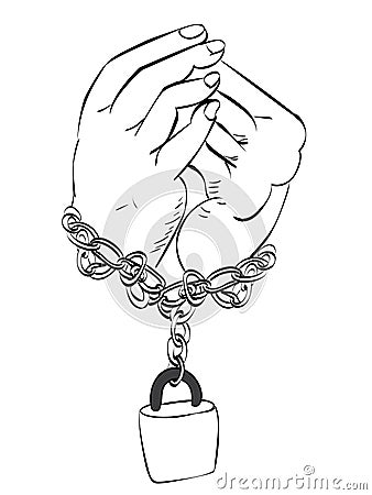 Hands in Chains Vector Illustration