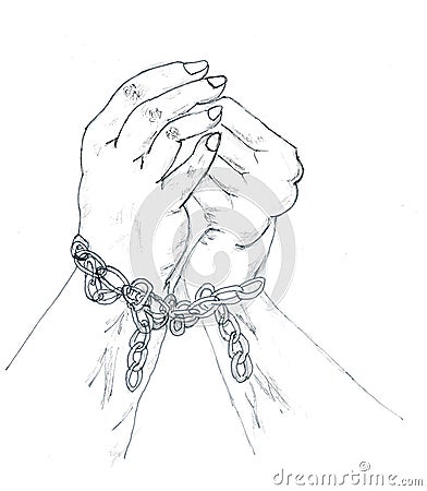 Hands in Chains Sketch Stock Photo