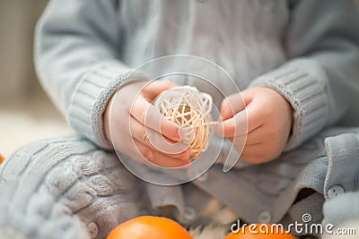 Hands of the child.new year Stock Photo