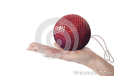 Hands with christmas ball Stock Photo