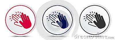 Hands clap icon crystal flat round button set illustration design Vector Illustration