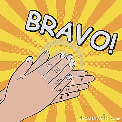 Hands clapping, applause - bravo. Comics illustration Vector Illustration